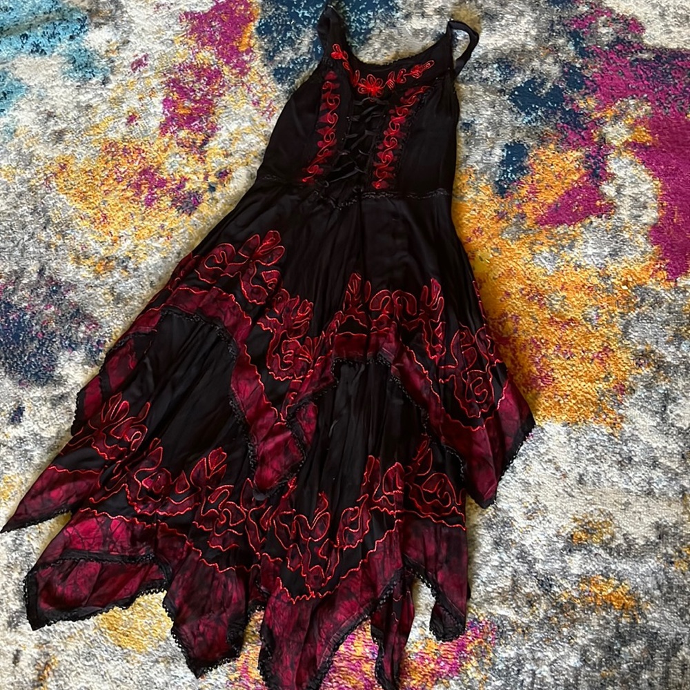Black & Red Tropical Dress